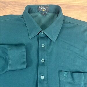Countess Mara Long Sleeve Button Down Shirt Mens Sz L Hunter Green Pocket Casual